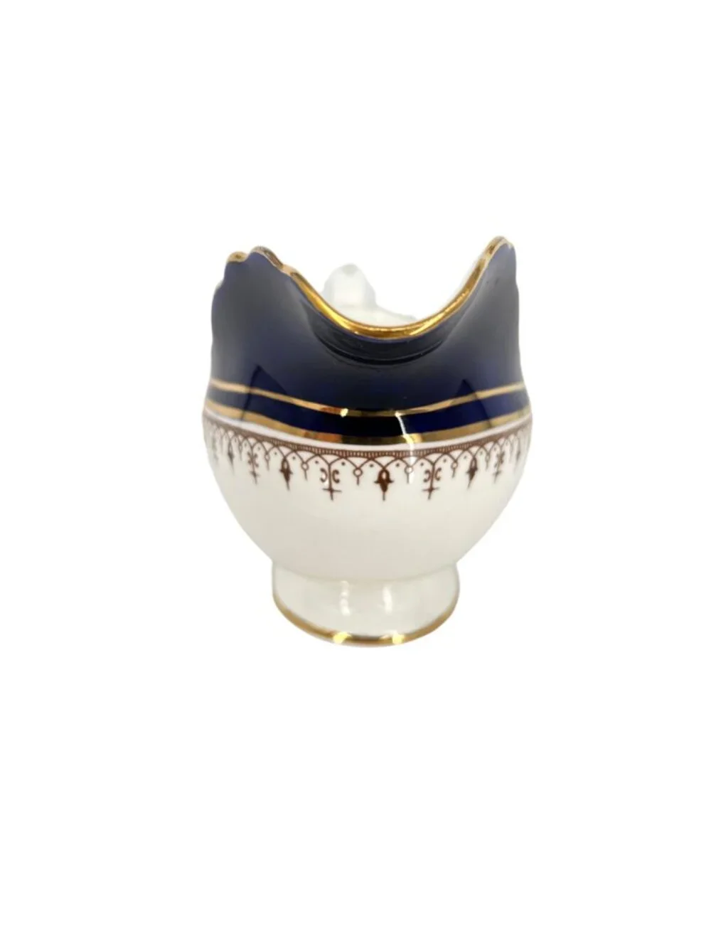 Aynsley Leighton Wavy Edge Cobalt Blue Sauce Boat Bone China Gold Trim